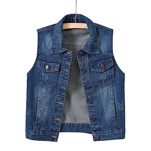 JiXiang Denim Vest Top for Women 2025 Trendy Plus Size Sleeveless Jean Jacket Comfy Casual Classic Cute Cropped Jackets Coats3