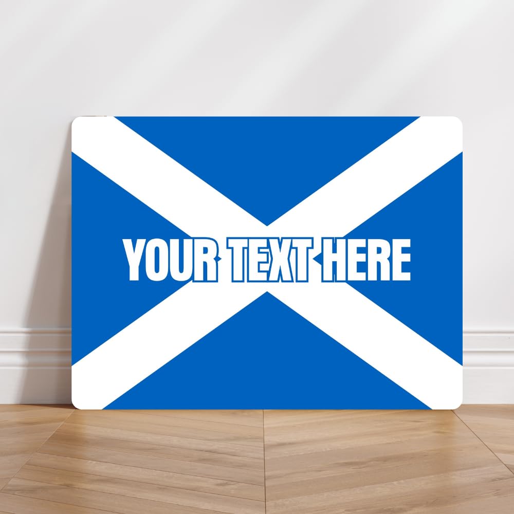 Yelacecca Scottish Flag Scotland Any Text Personalised Aluminium Metal Sign Metal Sign Plaque Poster 8X12 Inches