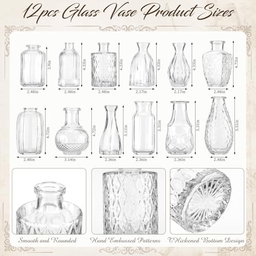 Set 24 pcs Ramos de Flores Secas y Jarrones de Vidrio miniatura 2