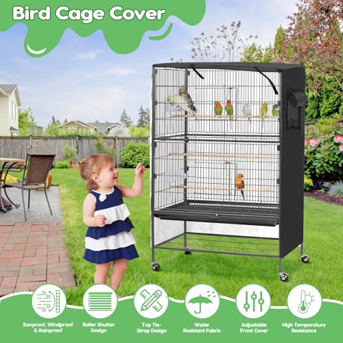 Image of Bird Cage Cover, Large Birds Cage Covers for Night, Birds Cover for Cage with Adjustable Front Curtain, Blackout & Breathable Birdcage Covers for Parrot, Small Animals(Not Include Bird Cage)