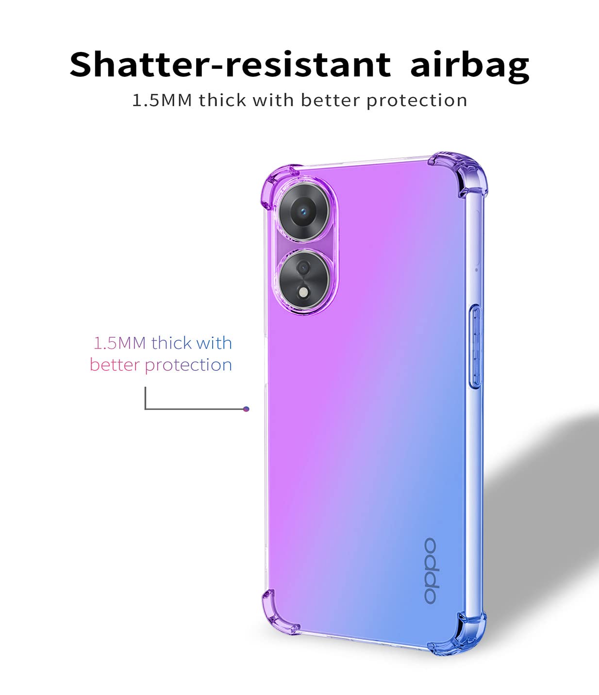 BORYA Silicone Cover per OPPO A78 5G/OPPO A58 5G/OPPO A58X, Trasparente Ultra Sottile Antiurto Morbida Setoso TPU Bumper Custodia, Elegante Colorato Gradiente Antigraffio Case, Rosa/Viola