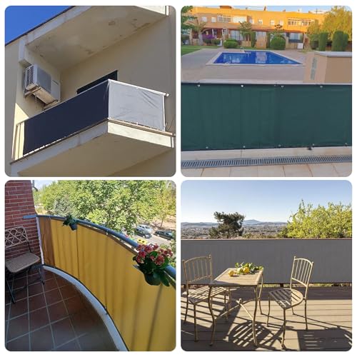 SUNNY GUARD Balkon Sichtschutz Wetterfest 90x400cm Balkonverkleidung Balkonabdeckung Balkonumspannung UV-Schutz Windschutz mit Kabelbinder,Anthrazit