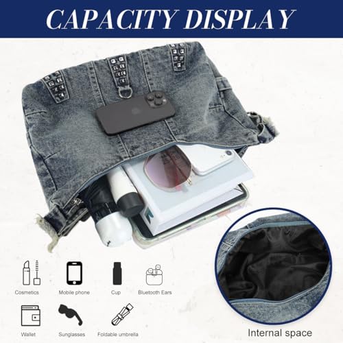 Image of PALAY Crossbody Bag for Woman Denim Cloth Tote Bags Casual Canvas Women Handbags Large Capacity Shoulder Bag for Daily, School
