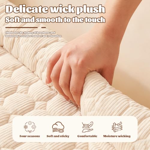 Meenewching Hundebett Sofa, 75x75cm Weiches Waschbares Sofabett Hund, Hundedecke Sofa mit Rand, Sofaschutz, Flauschiges rutschfest Hundekissen für Kleine und Mittlere Hunde und Katzen, Beige