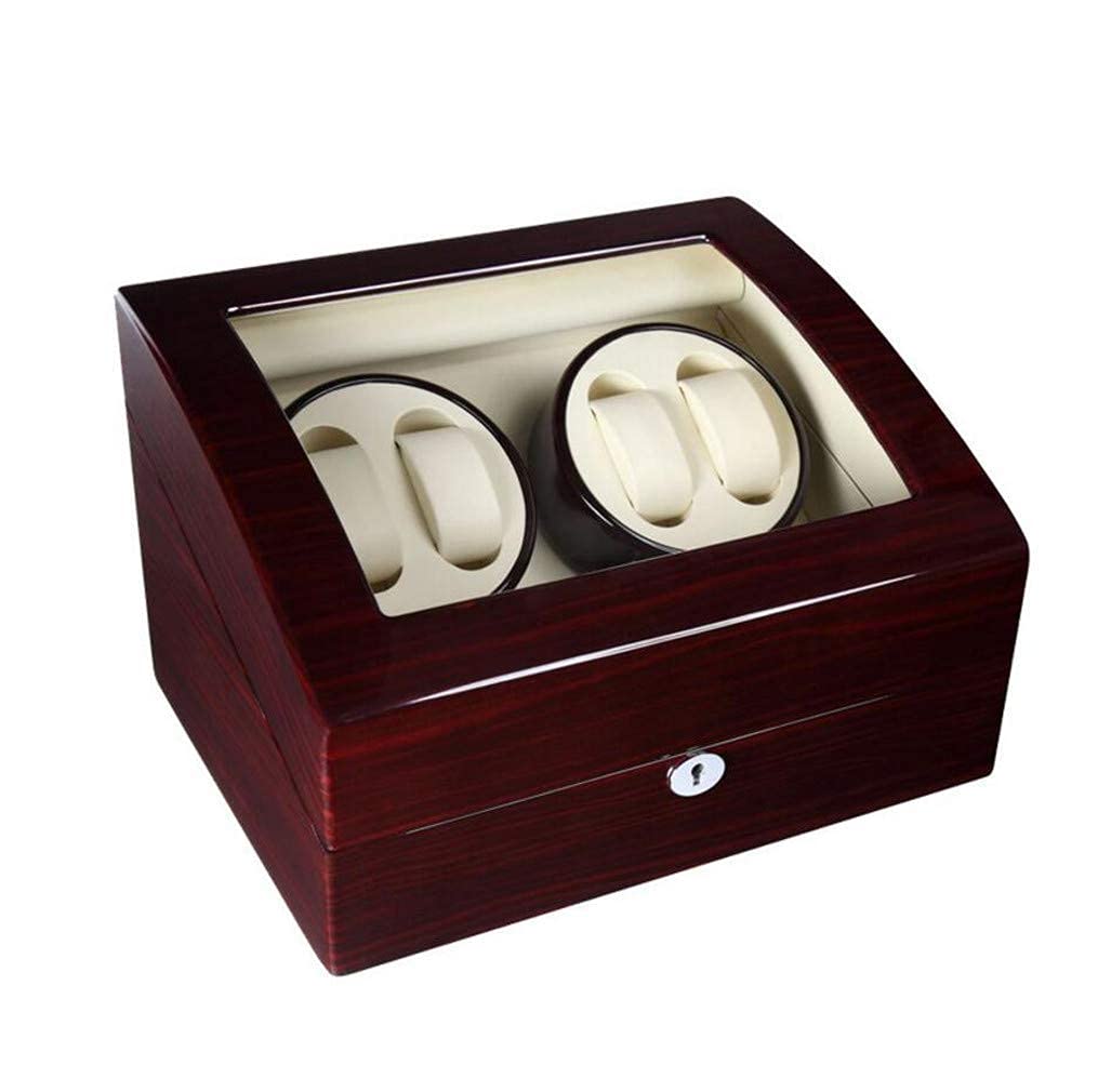 YNIYUJKL Watch Winders,Automatic/Watch Winder Box/With 4 Winder Positions,6 Storage Spaces,5 Modes,Piano Paint Black Gloss,Red+White