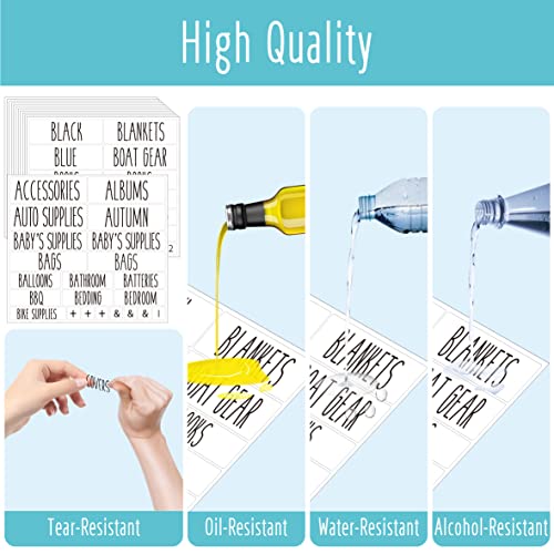 Hebayy 242 Storage Room, Playroom & Garage Labels,220 Preprinted Waterproof Oil&Tear Resistant Removable Stickers, 22 Blank Ones, No Residue For Bins & Boxes Holiday & Essential Organization #TOP2