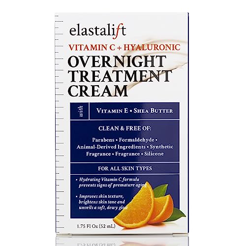 Elastalift Renewing Night Cream | Brightening Vitamin C Cream + Hyaluronic Acid Moisturizer For Face | Oil-Free Overnight Correcting Facial Treatment Night Lotion | Skin Care Face Cream, 1.75 Fl Oz