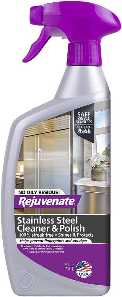 RejuvenateStainless Steel Cleaner & Polish Removes Residue Shines and Protects Surface 24 oz
