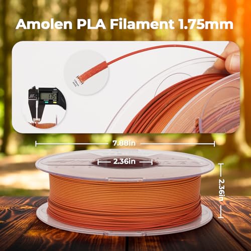 Image of AMOLEN 3D Printing Filament Light Wooden Rainbow Color Change Printer Filament PLA 1KG Spool 1.75mm Red Cedar Maple /Chestnut /Oak /Candlelight 1KG /2.2lb Fit Most FDM and Printer Pen