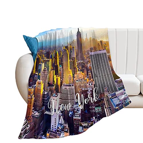 Couverture New York en peluche premium au design de paysage urbain élégant pour lit - 2