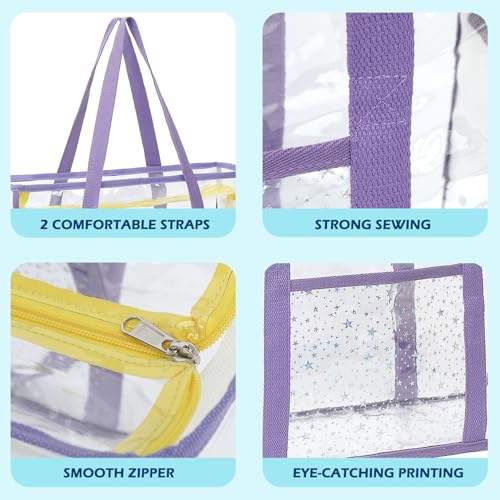 Image of Fammart Clear Beach Bag for Women, Large Pool Tote Cruise Vacation Essentials - Zipper Closure, Waterproof, Sandproof