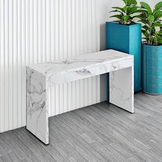 Convenience Concepts Northfield Console Table 48" - Contemporary Desk, Entryway, or Vanity Table for Hallway, Living Room, Office, White Faux Marble