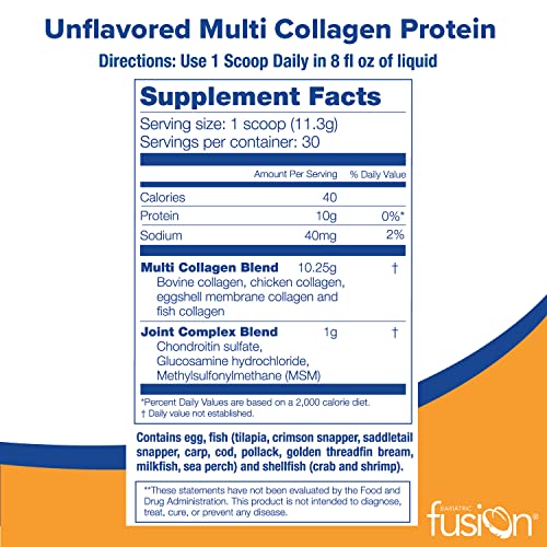 Bariatric Fusion Unflavored Multi Collagen Protein Powder | Plus Joint Support Complex Of Msm And Glucosamine | Dairy, Gluten & Soy Free | Non-Gmo | 30 Servings #TOP3