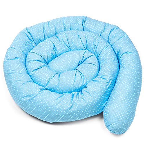 protector cuna chichonera - Cama Bebé Cojín Parachoques Torre de Cama Cojín Protectores Para Cunas y Camas de Bebé Cuna Serpiente Protector (Azul con lunares blancos, 300 cm)