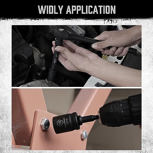 Image of HORUSDY 1 /2 inch Drive Shallow Impact Socket Set, 24-Piece SAE (7 /16 inch-1 inch) and Metric (13-24mm), 6 Point, Cr-V, Includes 1 /2-Inch Drive Ratchet Handle, Drive Extension Bar