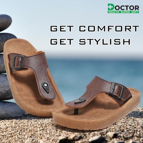 Image of DOCTOR HEALTH SUPER SOFT Men's Buckle Thong Sandals | Comfortable Cushioned Footbed Casual Slippers | Anti-Slip Lightweight Everyday Wear Open Toe Sandals for Indoor Outdoor Use