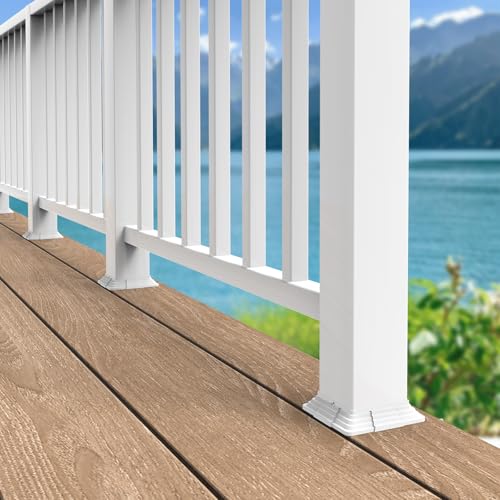 Base de postes 4x4 blanca para barandillas de escaleras y balcones 6