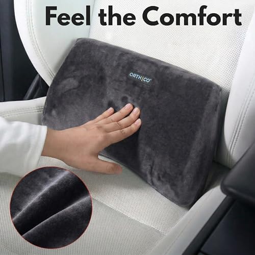 Image of Lumbar Cushion Car Back Support, Slim Car Seat Back Support for Car Seat Cushions and Lumbar Support for Car, Portable Car Cushion for Office Chair and Home Seating-Grey