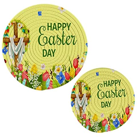 ALAZA Easter Bunny Floral Trivets Set Cover