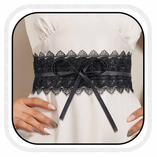 COSYDAYS Obi Waist Belt Lace Black Wide Wrap Corset Belts for Women