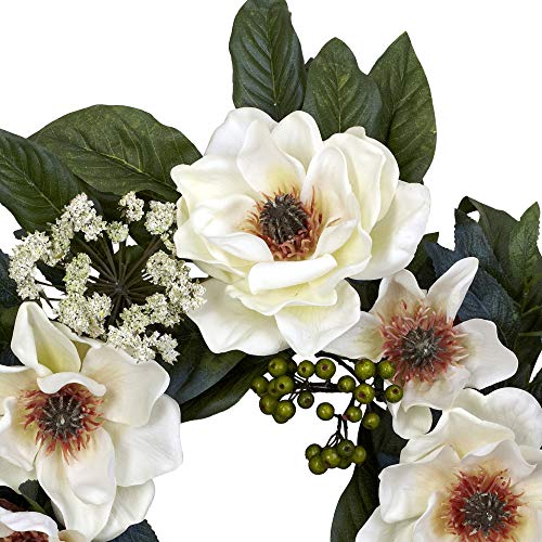 Nearly Natural 4793 22In. Magnolia Wreath,White #TOP1