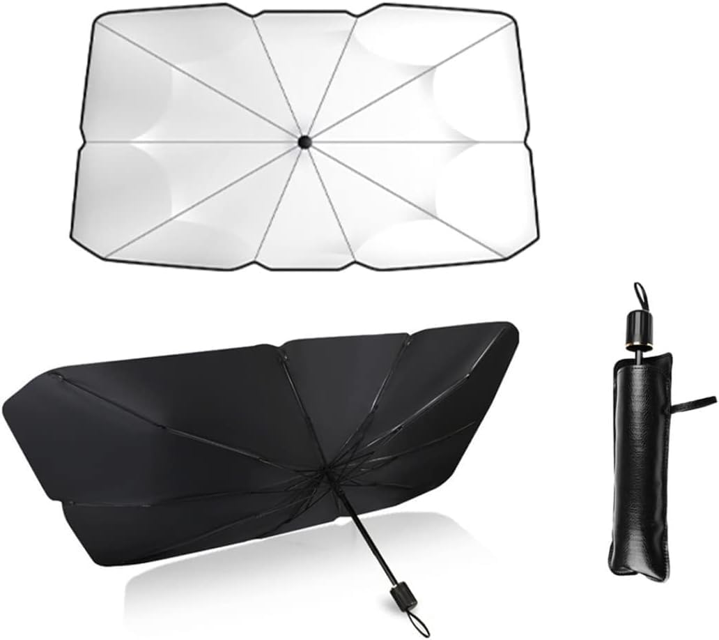 Parasol para coche, parabrisas interior, plegable, bloquea el 99,9 % de los rayos UV, para coche, todoterreno y camión, 140 x 79 cm