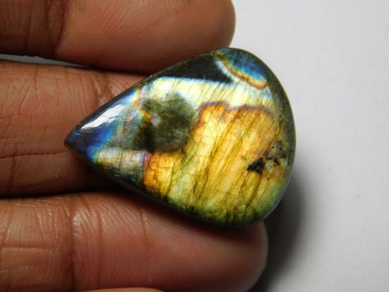 Labradorite naturelle cabochon poire de qualité supérieure 29 x 28 mm - 2