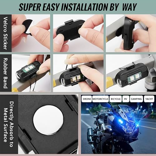 Image of CarFrill 4Pcs Drone Storbe LED Lights Drone Anti-Collision Strobe Light Bike Tail Lights USB Recharge 4 Colors 22 Modes Fits DJI Mini, Mavic air 2 Pro, Phantom, Inspire, Zoom Bike Motocycle