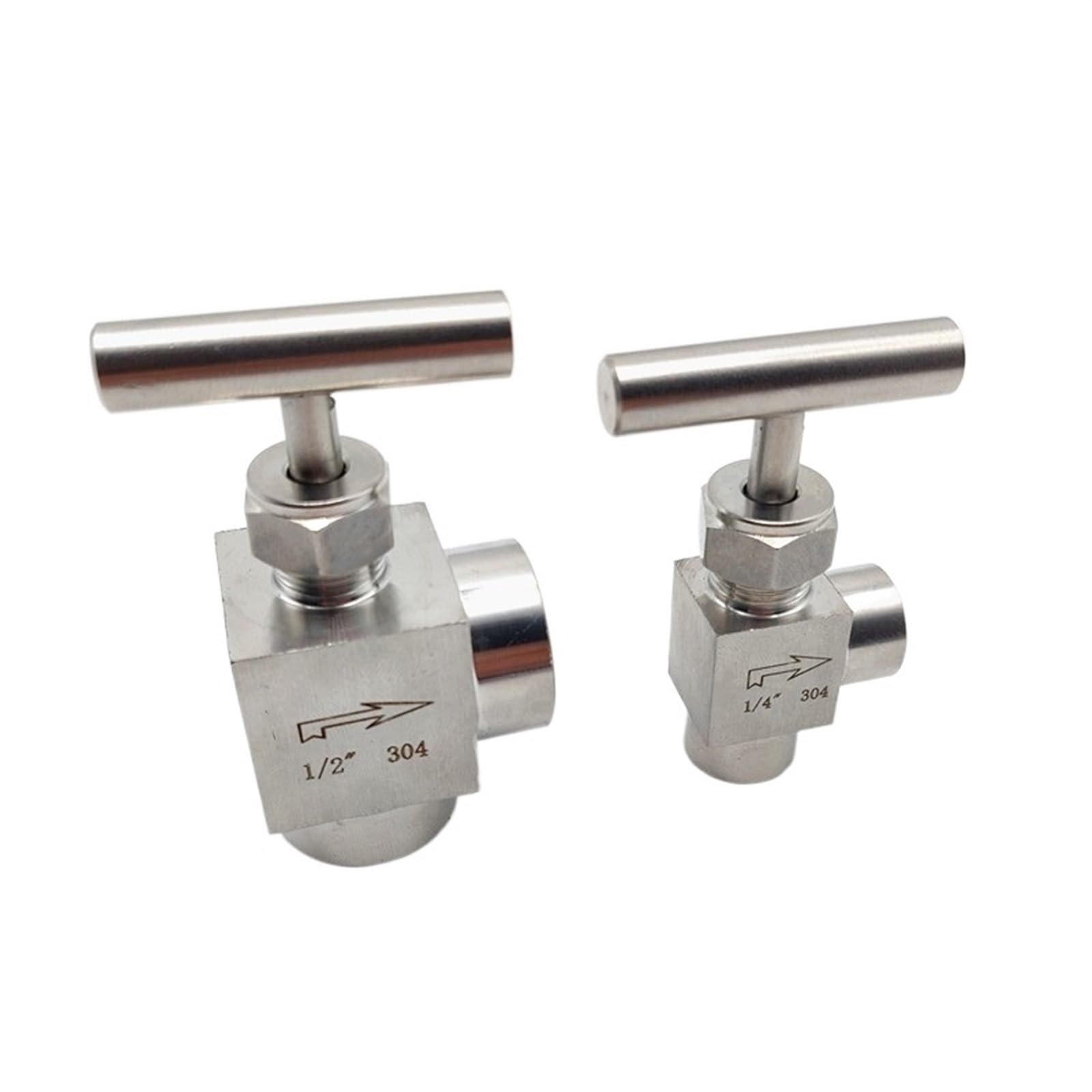 Vanne à aiguille anti fuite 90 degrés en inox 304 coude 3/8 pour espace étroit