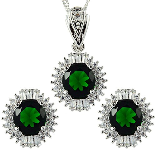 Juegos de joyas de alta gama RIZILIA chapado oro blanco 18K y pendientes stud brillo puro