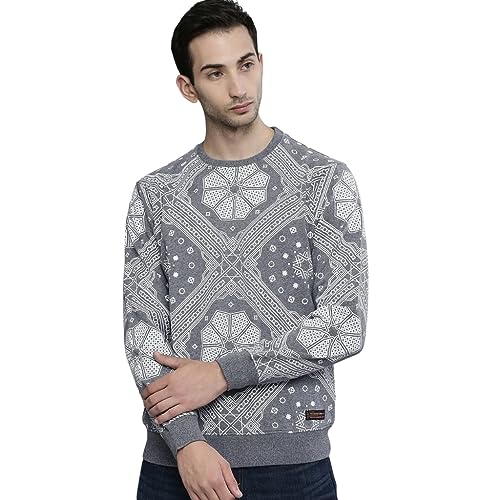 Image of The Indian Garage Co Men Regular Fit Floral Crew Neck Overhead Sweatshirt