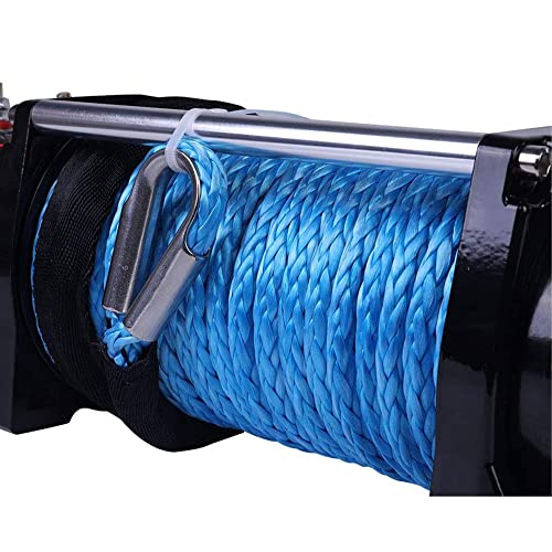 Tyt 3/8" X 100 Ft Synthetic Winch Rope With Hook, 27000Lbs Synthentic Winch Cable Kit With Protective Sleeve For 4Wd Off Road Vehicle Truck Suv Jeep (Blue) #TOP4