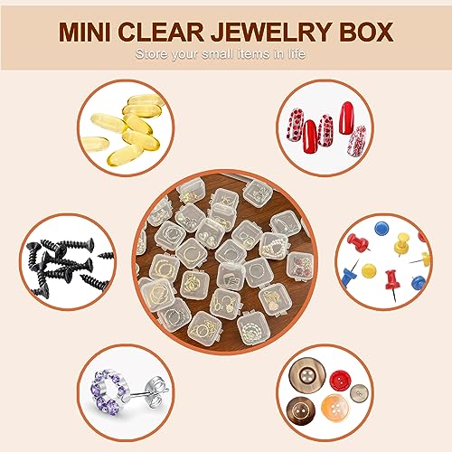 Image of 80PCS Mini Clear Plastic Jewelry Box, Earring Storage Box