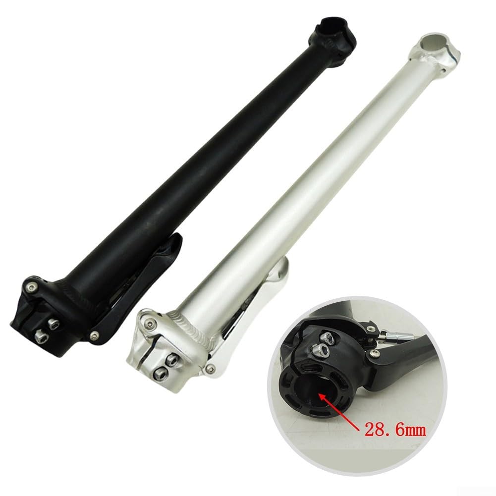 Riser per manubrio pieghevole in lega per biciclette elettriche a piega destra con diametro di attacco da 28,6 mm e compatibilità con manubrio da 25,4 mm (nero)