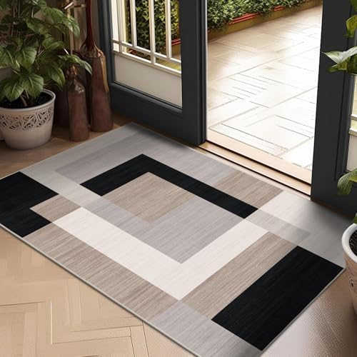 Hafaa Rugs Living Room - Area Rugs for Bedroom Modern Floor Carpet - Geometric style Durable Soft Touch Non Shedding Small Floor Rug Easy to Clean(40 x 60Cm, Milo Neutral)