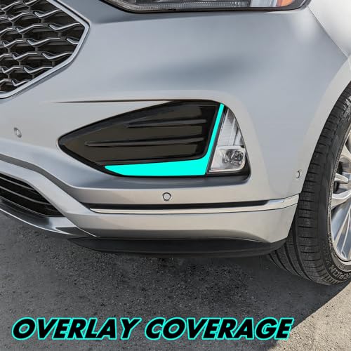 SlickMod Chrome Delete Blackout Vinyl Overlay for 2019-2024 Ford Edge Foglight Trim (Gloss Black)