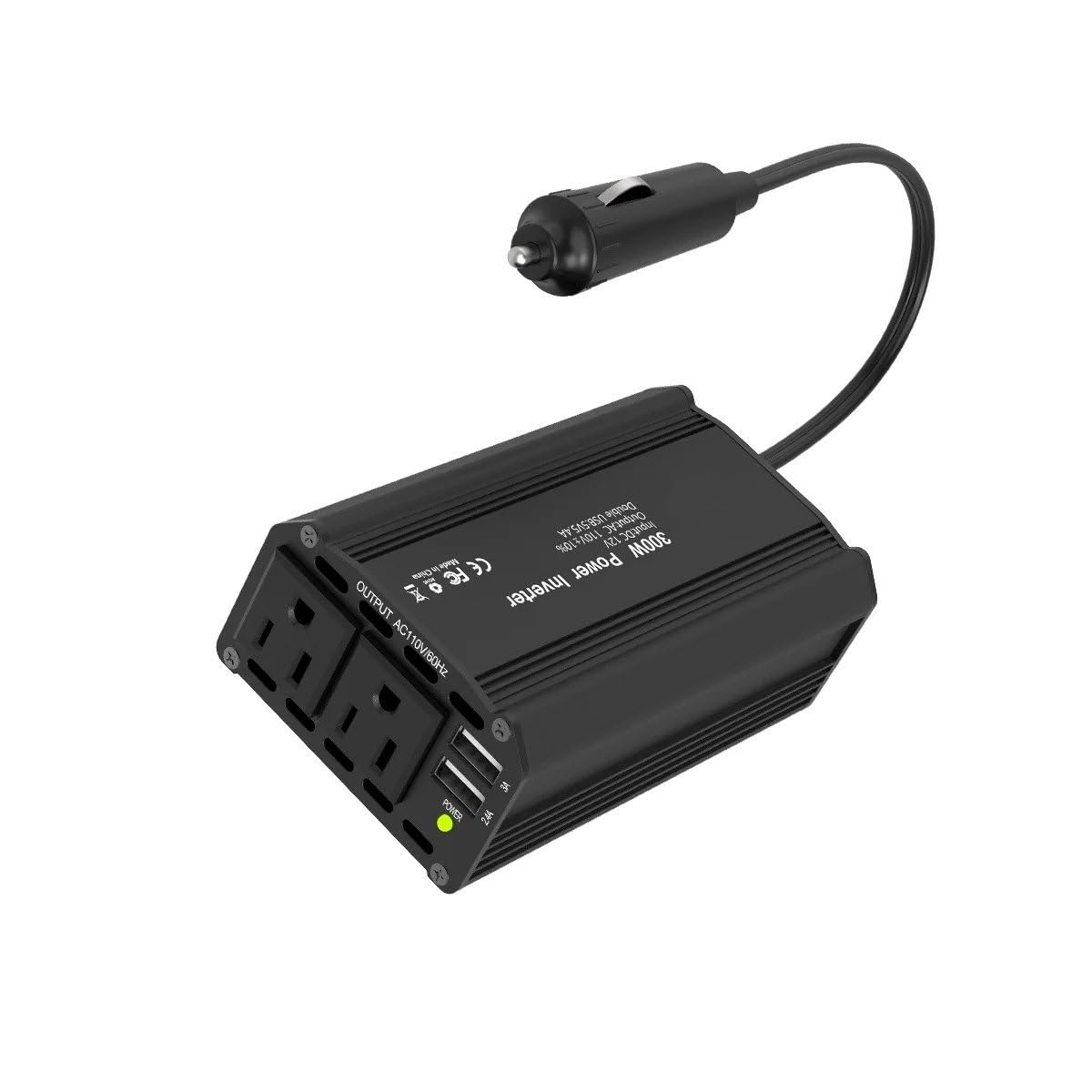 Inversor De Corriente Para Coche De 300 W CC 12 V A CA 110 V Con Dos Puertos USB De 5,4 A Inversor Onda Pura Convertidor
