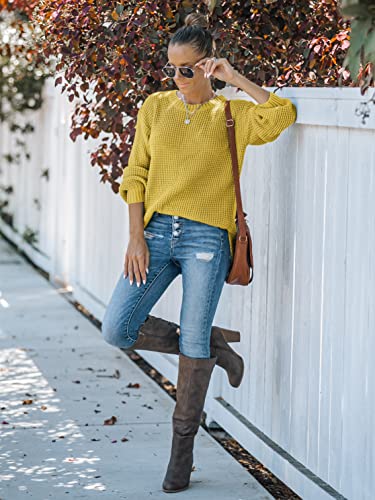 Image of MEROKEETY Women's Fall Long Sleeve Waffle Knit Oversized Sweater