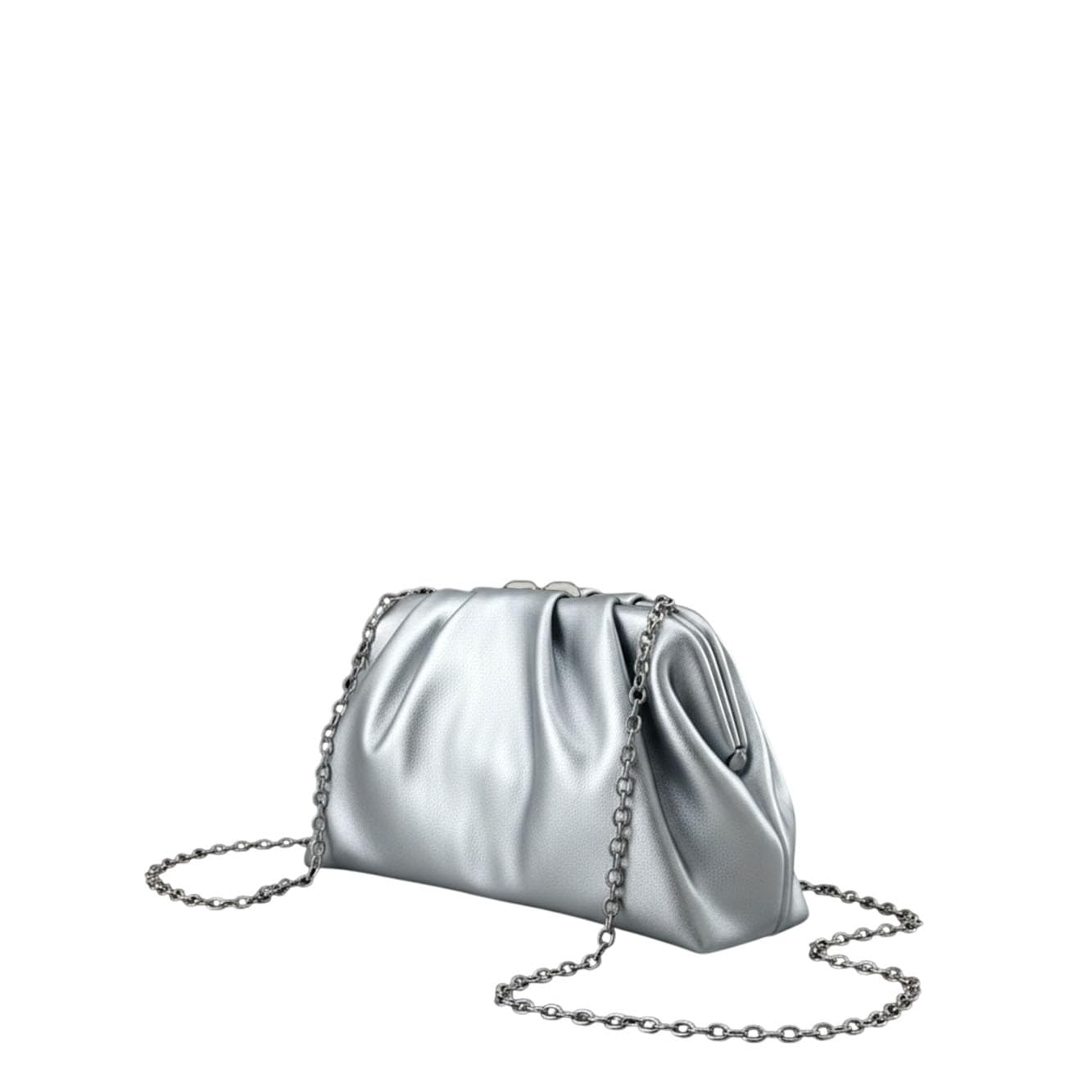MODELISA - Bolso de Mano de Fiesta Tipo Clutch para Mujer, Cartera de Fiesta con Pliegues y Cadena de Hombro Desmontable