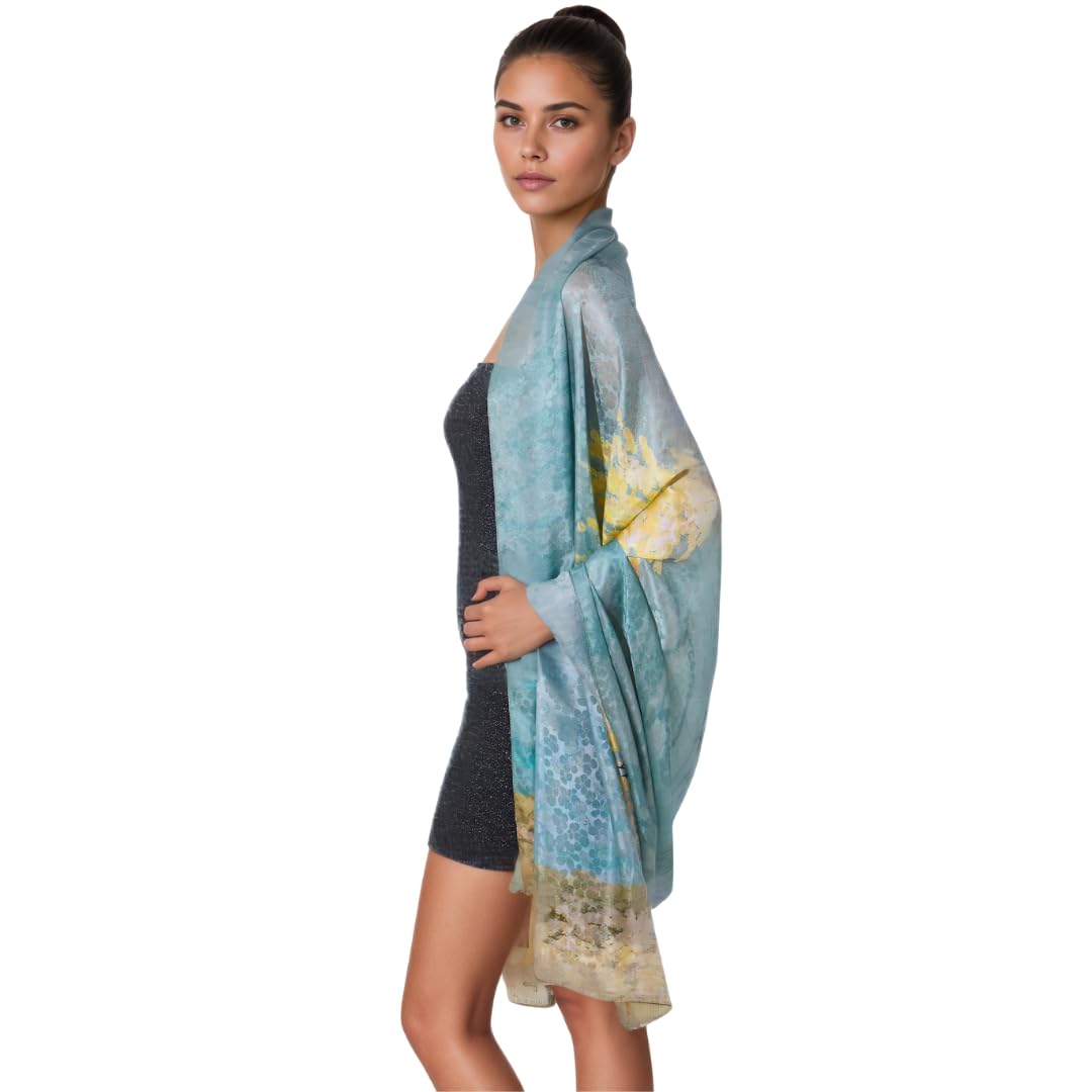 Extra Large Silk Scarf for Women 100% Mulberry Silk Shawl Wrap Oversized Jacquard Floral Scarves with Elegant Gift Box