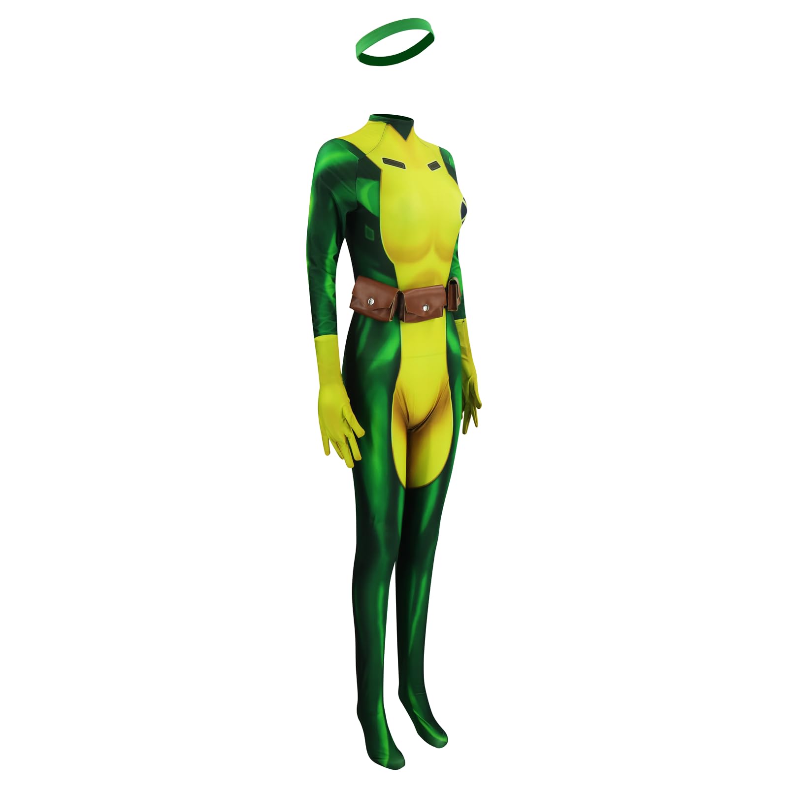 Rogue - Disfraz de superhéroe Rogue verde para mujer, overol de pícaro Zentai para adultos, trajes de Halloween