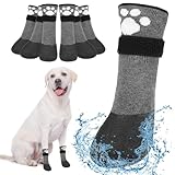 BEAUTYZOO 6 PCS Anti Slip Dog Boots & Paw Protectors to Prevent Licking on Hardwood Floors,Waterproof Dog Shoes for Small Medium Large Senior Dogs,Grip Socks for Winter Snow Booties Outdoor Walking, M