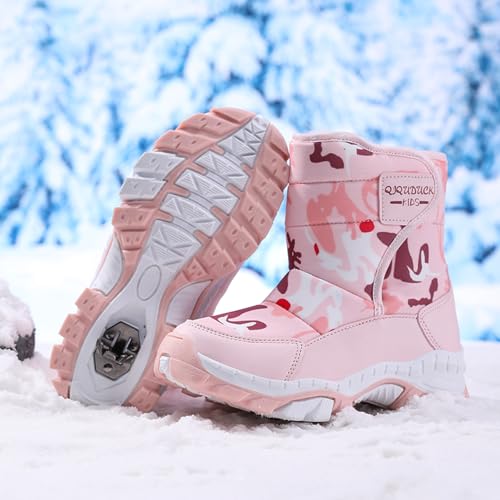 IWIHMIV Boys Girls Winter Walking Boots Kids Non Slip Cold Weather Warm Shoes Comfortable Outdoor Hiking Boots4