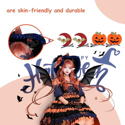 EULAPGOE 12 Pcs Halloween Dimensional Hair Clips, Pumpkin, Ghost, Witch Hat, Moon, Cat, Bat - Image 4