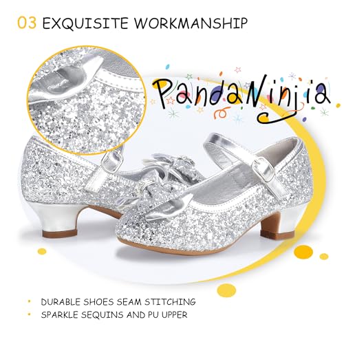 Image of PANDNAINJIA Girls Dress Shoes Toddler Heels Mary Jane Pumps
