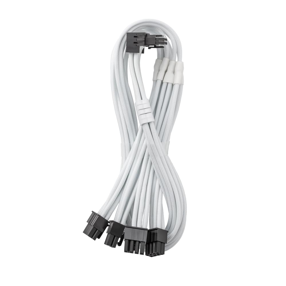 CableMod E-Series Pro ModFlex Sleeved 12V-2x6 12VHPWR 90° StealthSense PCIe Cable for EVGA G/G+ / P/P+ / T (Variant B, White)