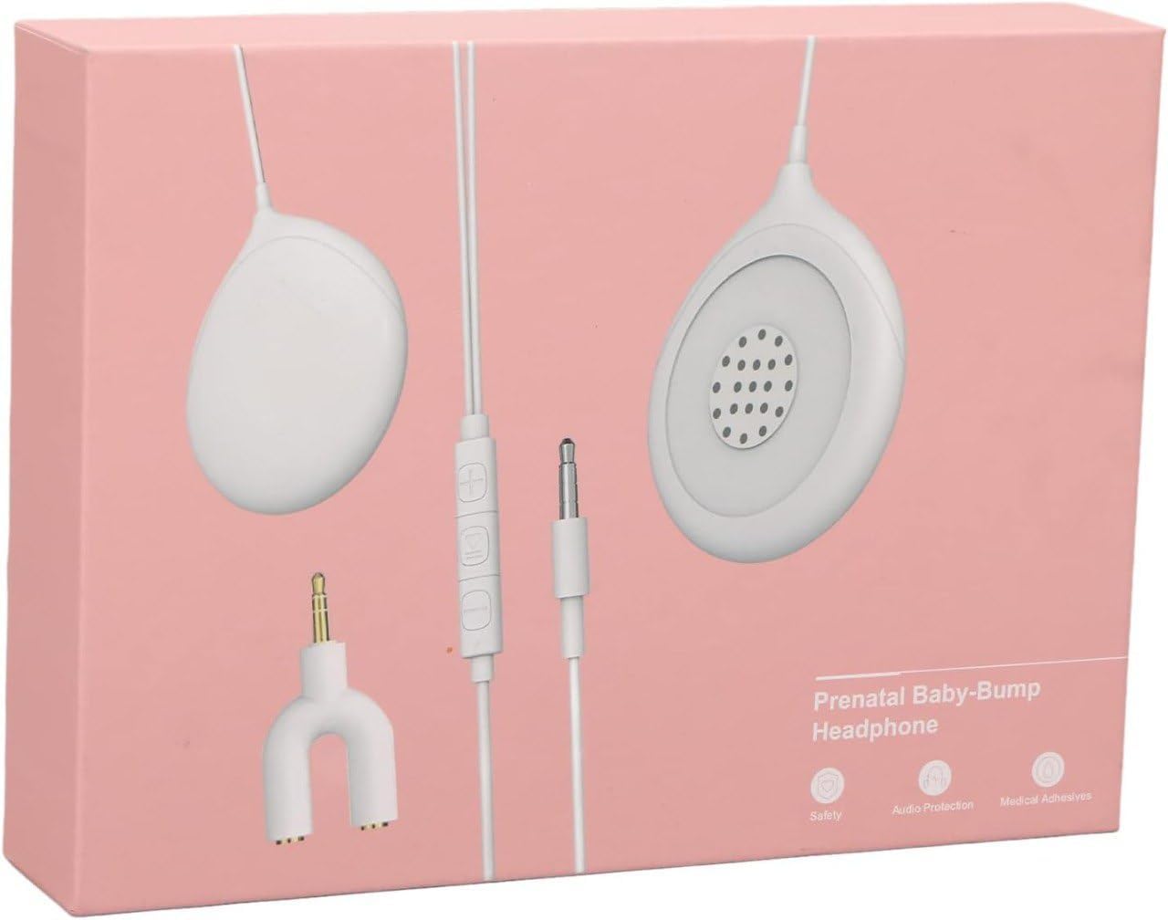 Baby-Bump Headphones Plays and Shares Music, Sound Voices to The Womb Premium Baby Bump Speaker System Pregnancy Belly Pregnant Music Player with Safe Adhesives Prenatal Shower Gifts for Mom White