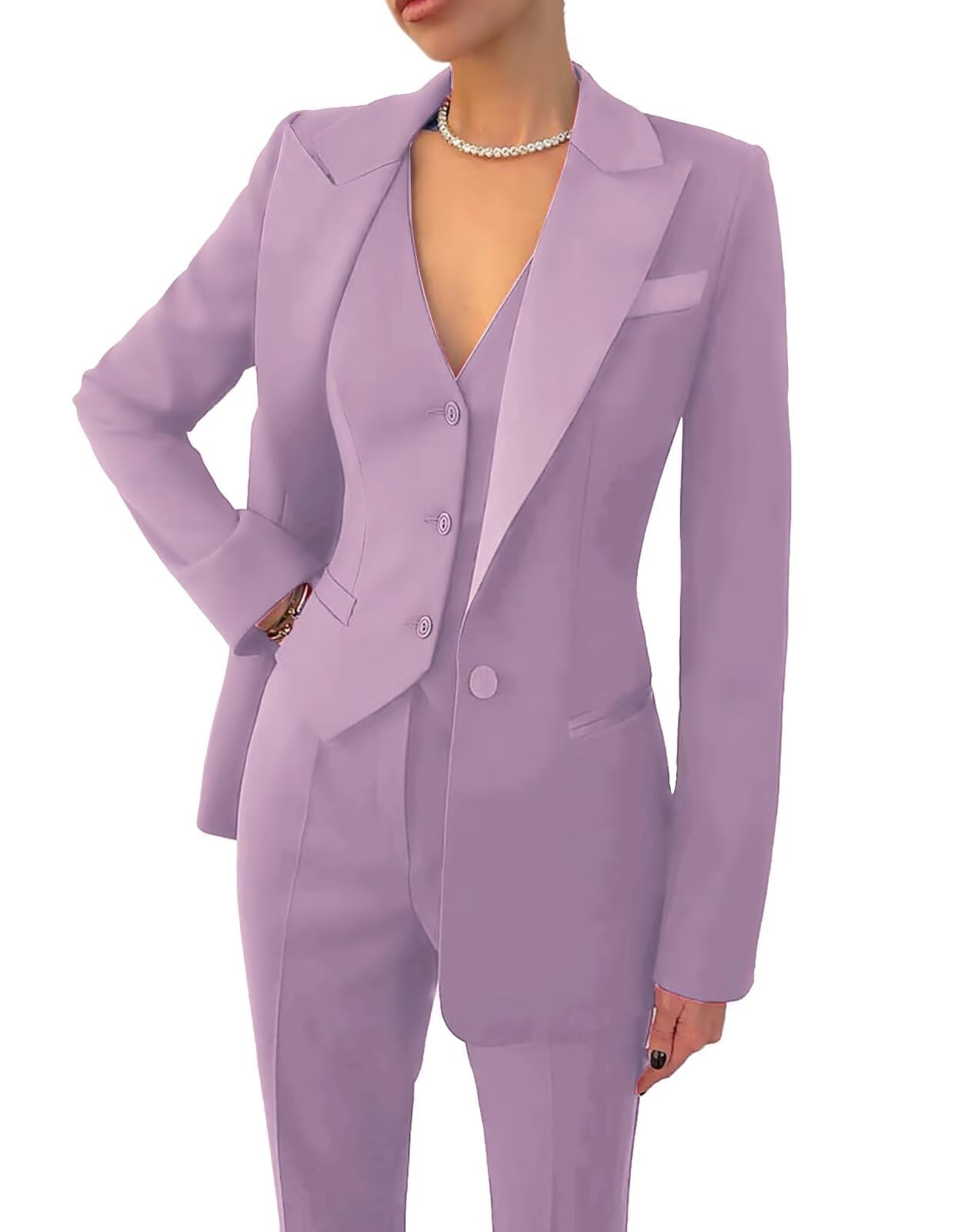 Womens Suit 3 Piece Office Lady Suit Set Business Pants Suits for Work Casual Pant Suits for Women
