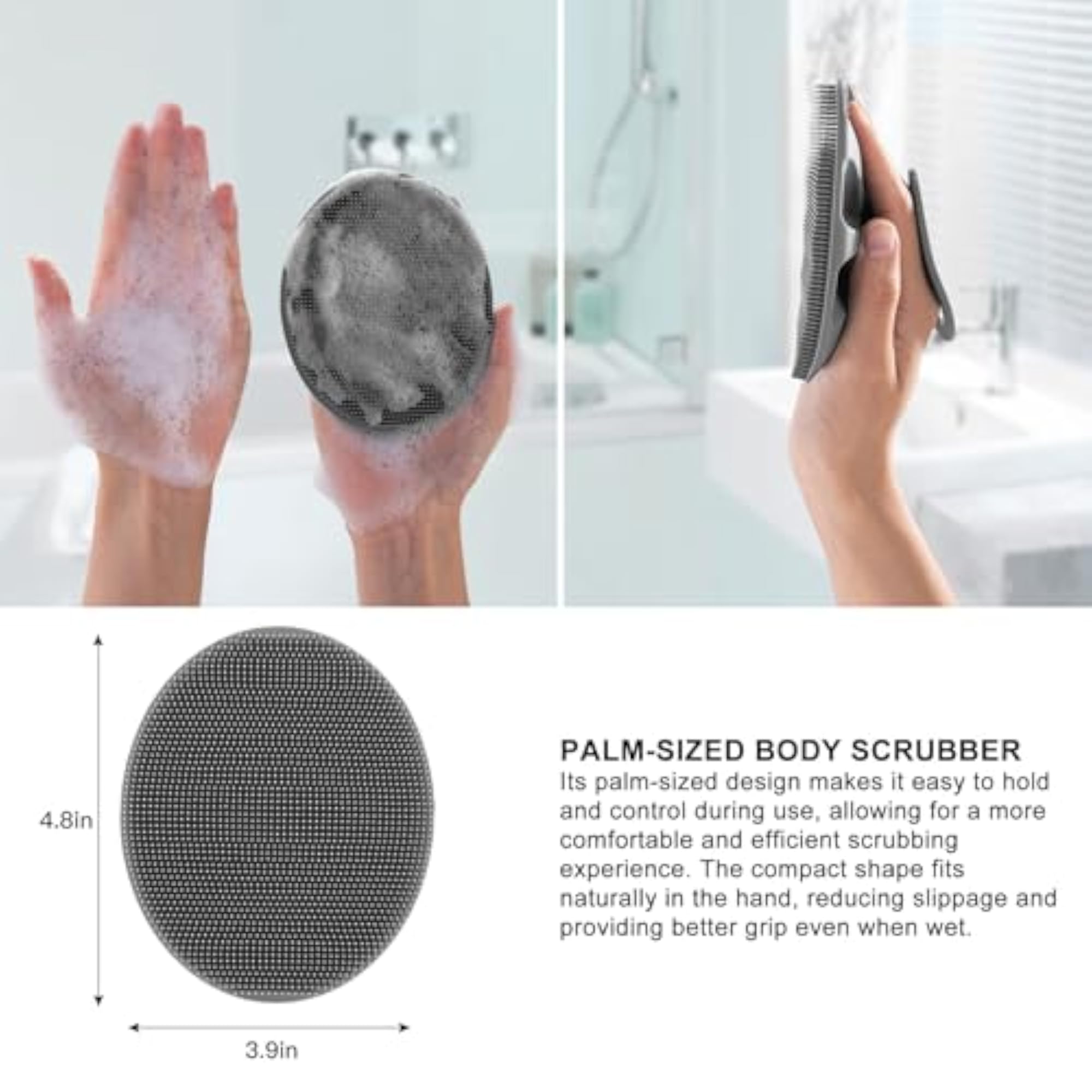 Soft Silicone Body Cleansing Brush, Gray