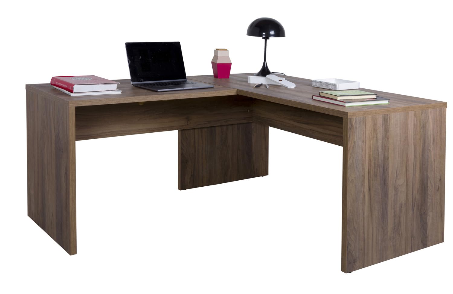 Composad | Scrivania Angolare della Linea DAVINCI BRERA, Scrivania PC, Elegante e Spaziosa, con Modesty Panel, per Ufficio, (LxAxP) 178,20x74,50x160,50 cm, Colore Noce Brera, Made in Italy